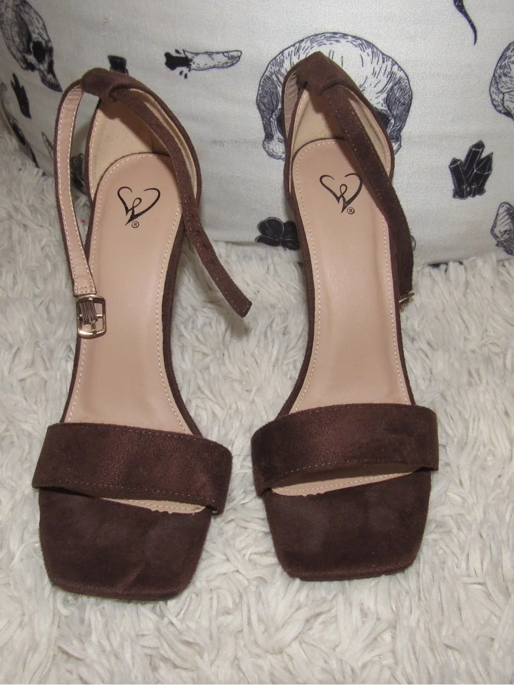Windsor Brown Suede Open-Toe Ankle Strap Heels